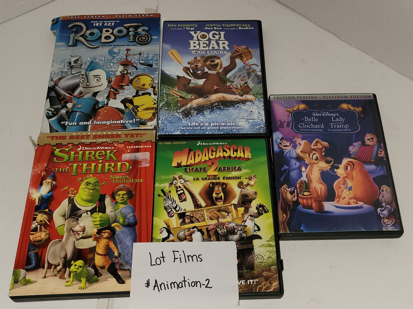 Lot de 5 films d'animation
