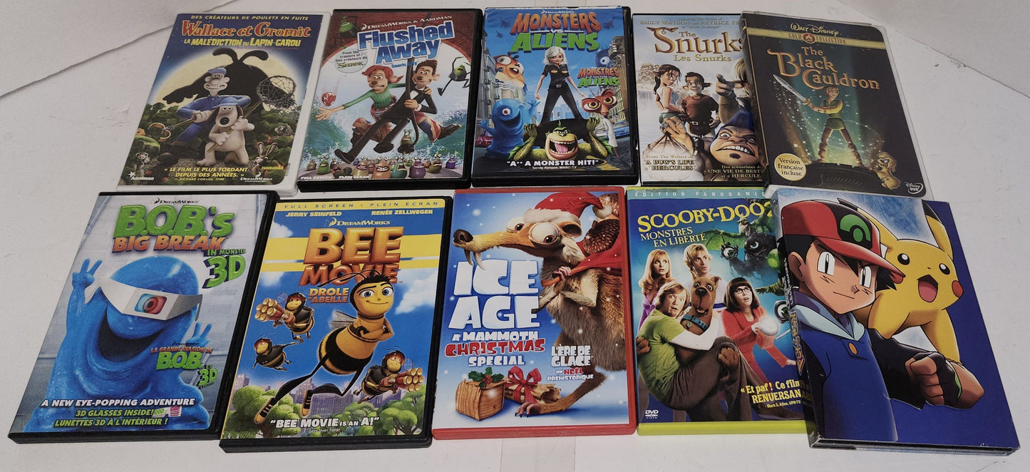 Lot de 10 films d'animation