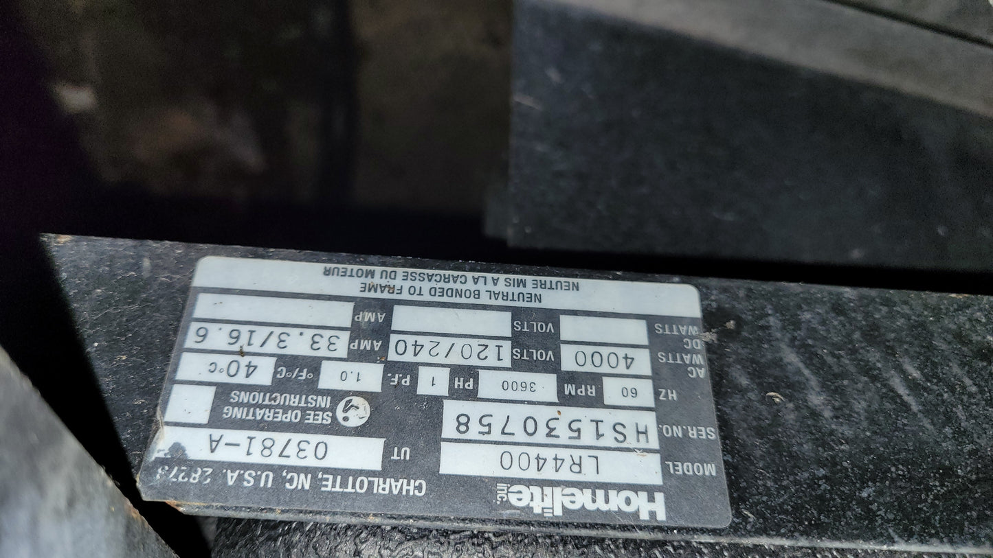 Génératrice Homelite 4400 watts