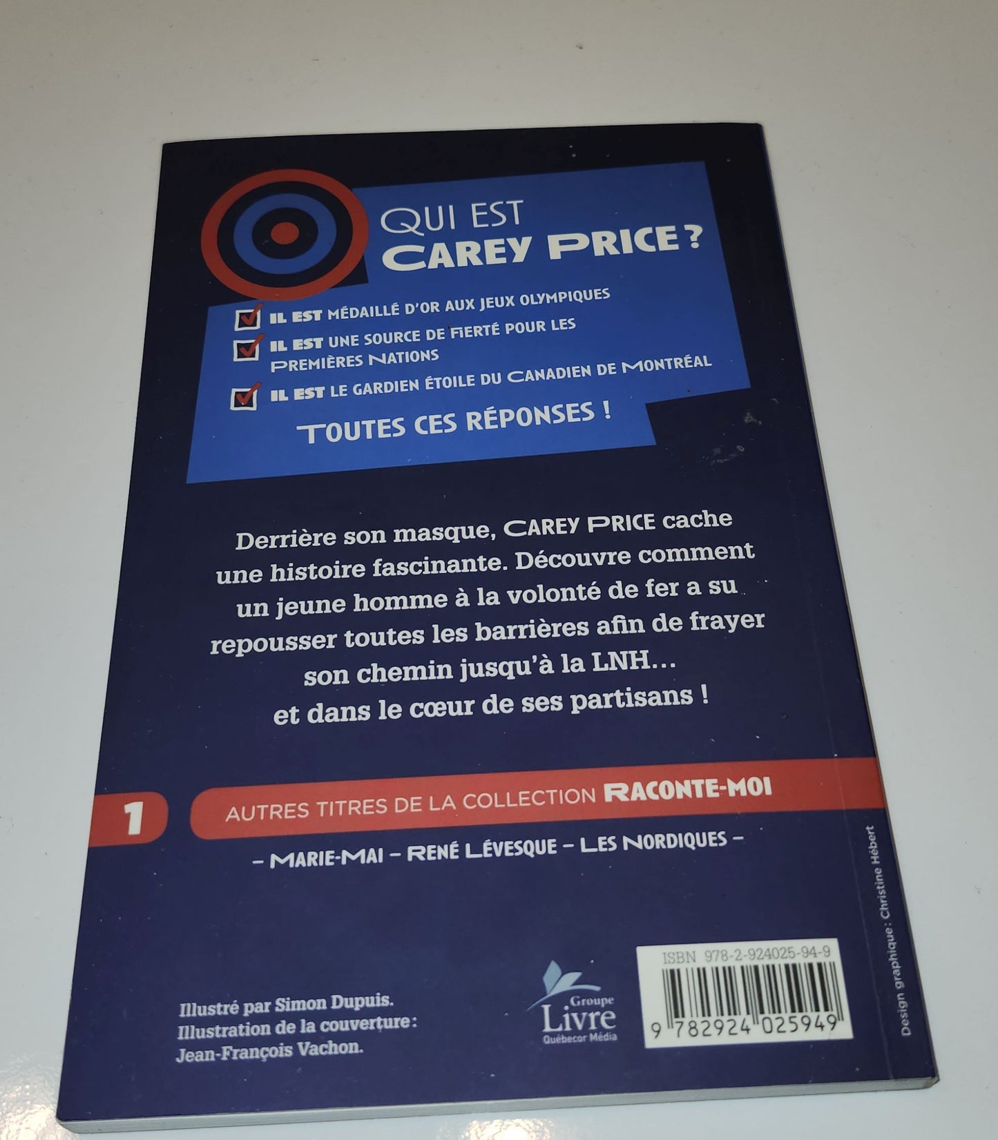 Livre Raconte-moi - Carey Price de Jean-François Chaumont