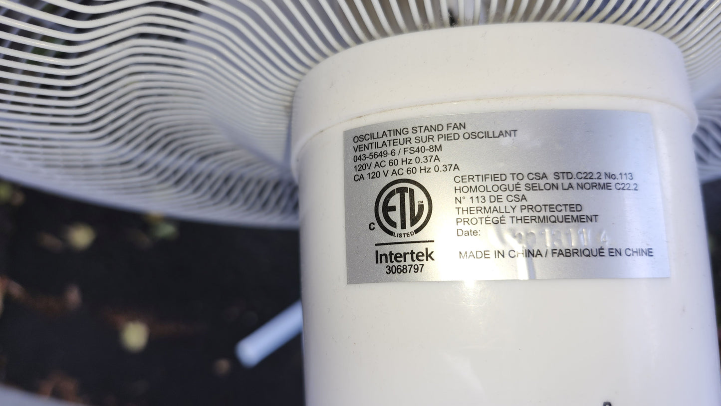 Ventilateur sur pied Intertek
