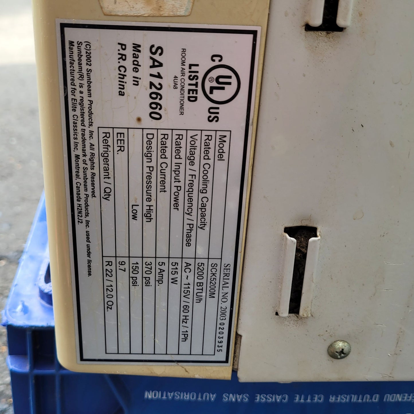 Air climatisé 5 200 btu