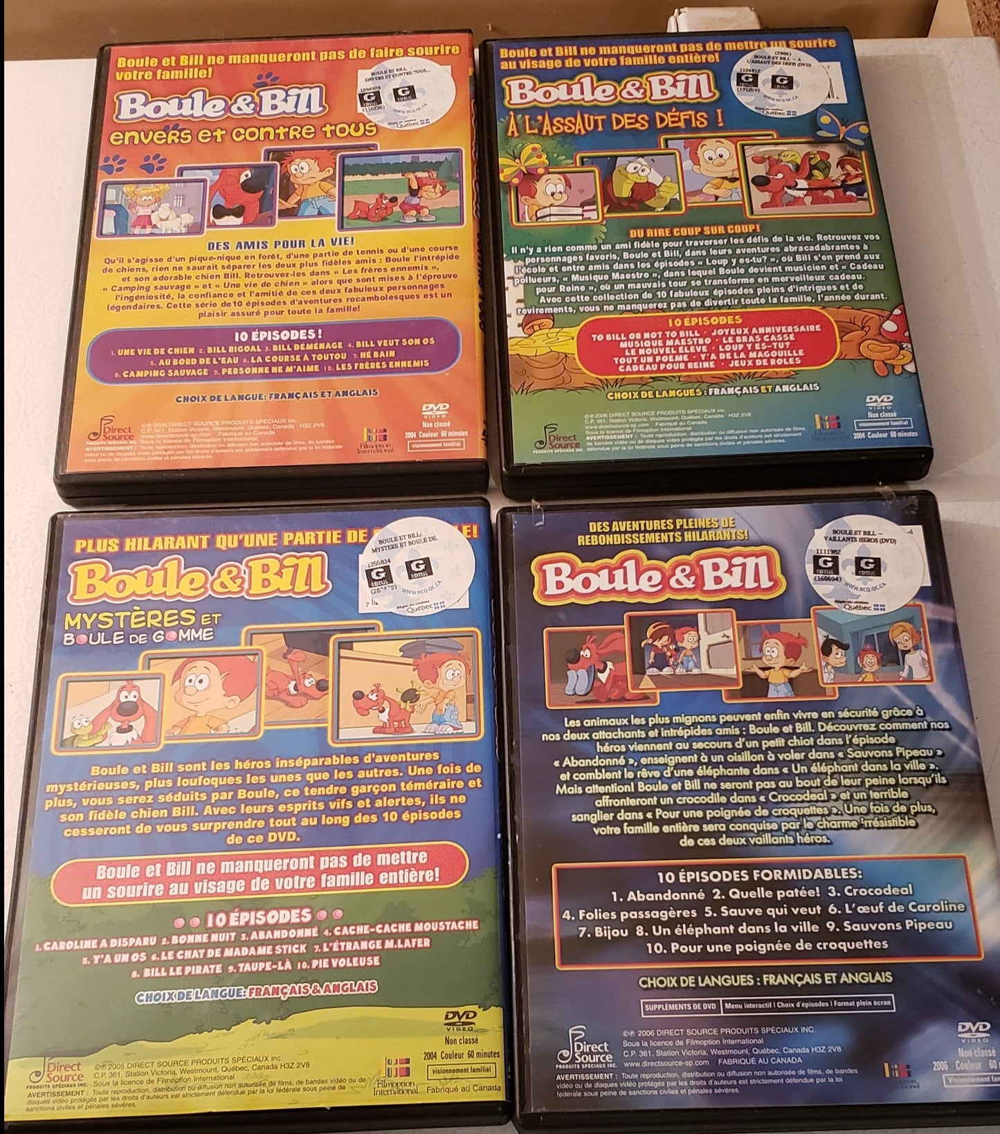 Lot de 4 DVD de Boule et Bill