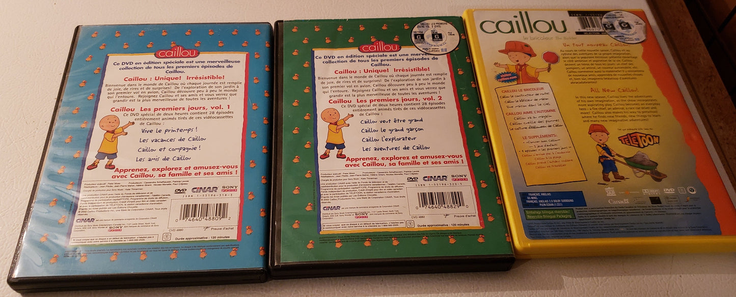 Lot de 3 DVD de Caillou