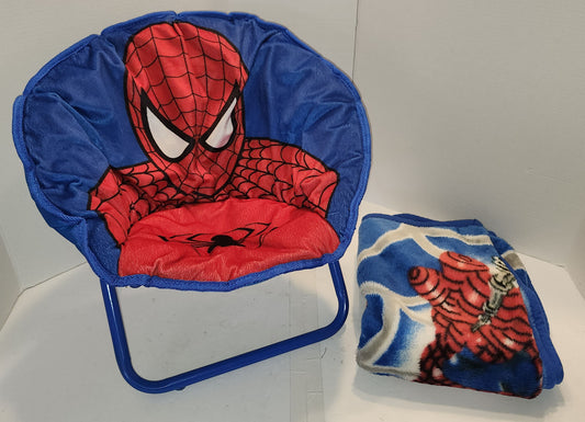 Chaise pliante et couverture Spider-Man